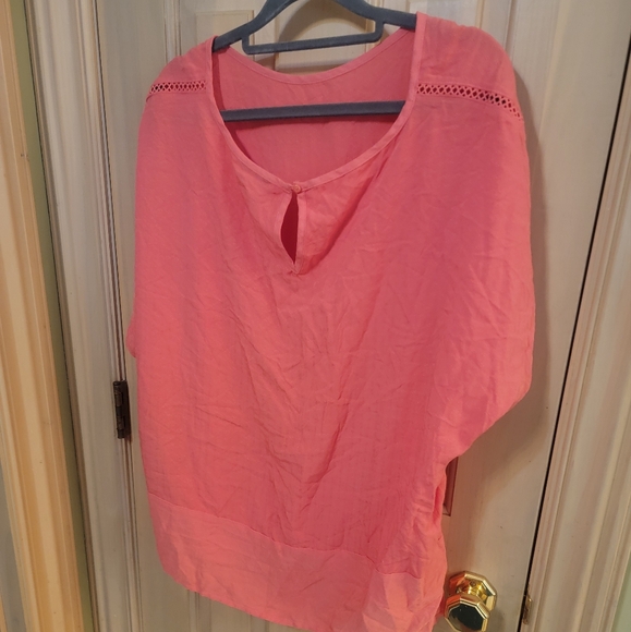 Womens Plus Sz XXL Peach Tie Front Shirt Buffalo David Bitton - Picture 2 of 9